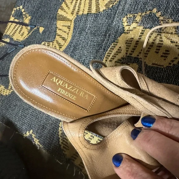 Aquazzura beige suede platform shoes like new 38.5 - Picture 6 of 8